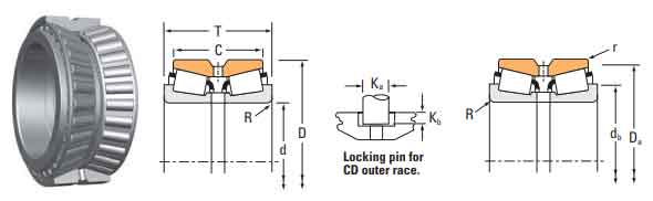 Timken Double row tapered roller bearing drawing - TIMKEN LM286249AA/LM286210CD